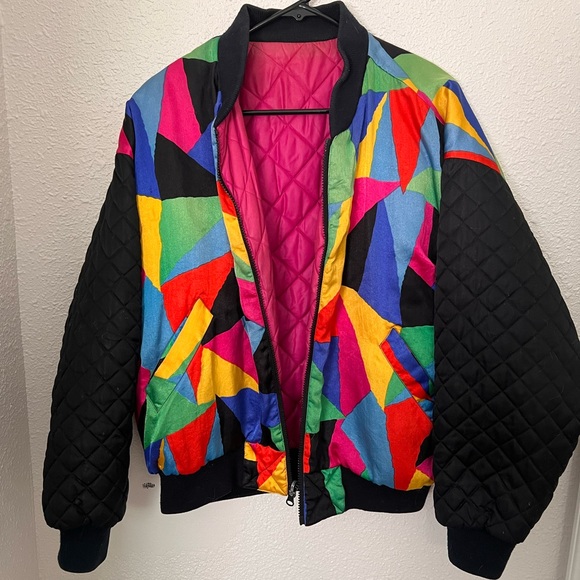 Mulberry Street Jackets & Blazers - Mulberry Street Vintage 80's Color Block Reversible Bomber Jacket